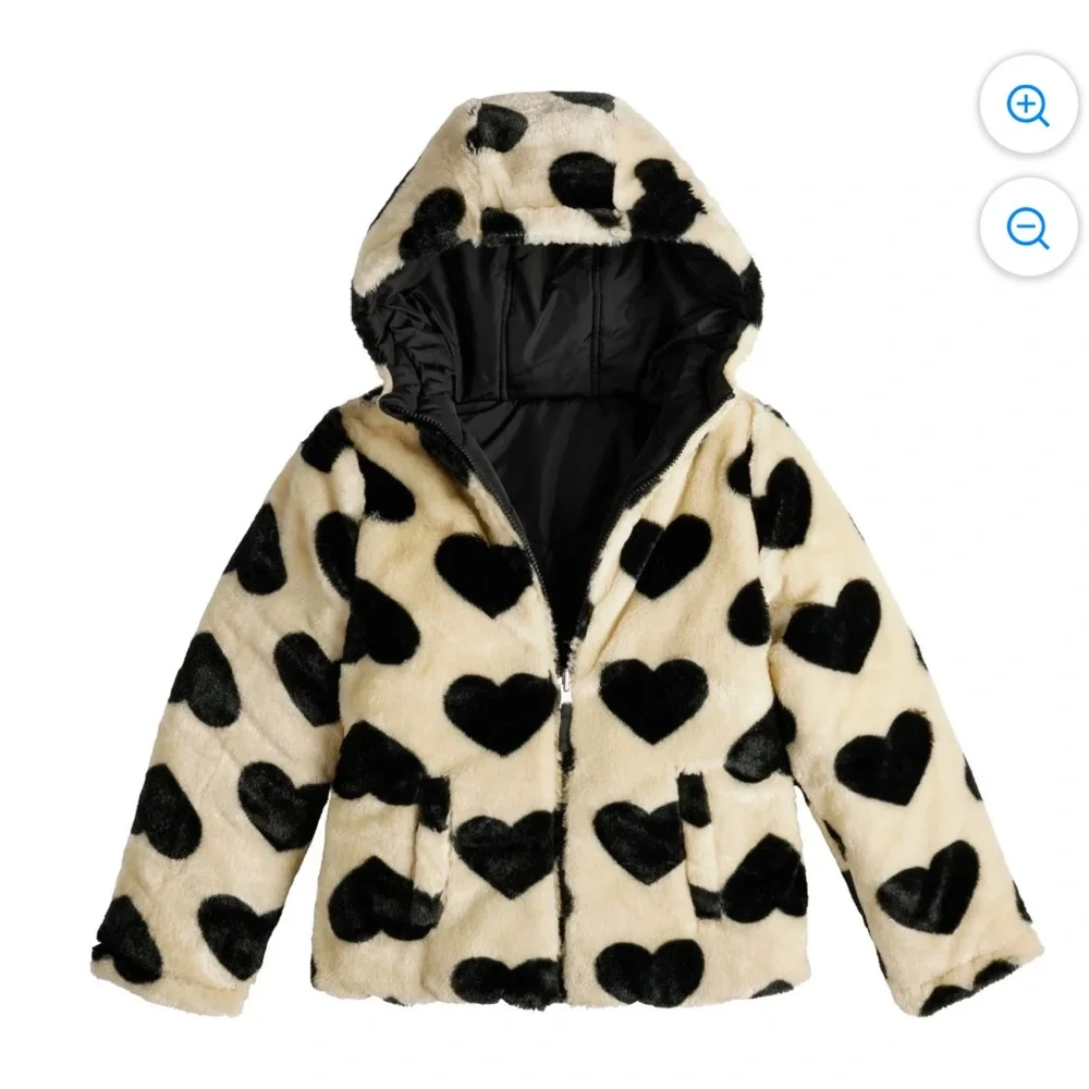 Madden Girl reversible puffer jacket black heart girls 7/8